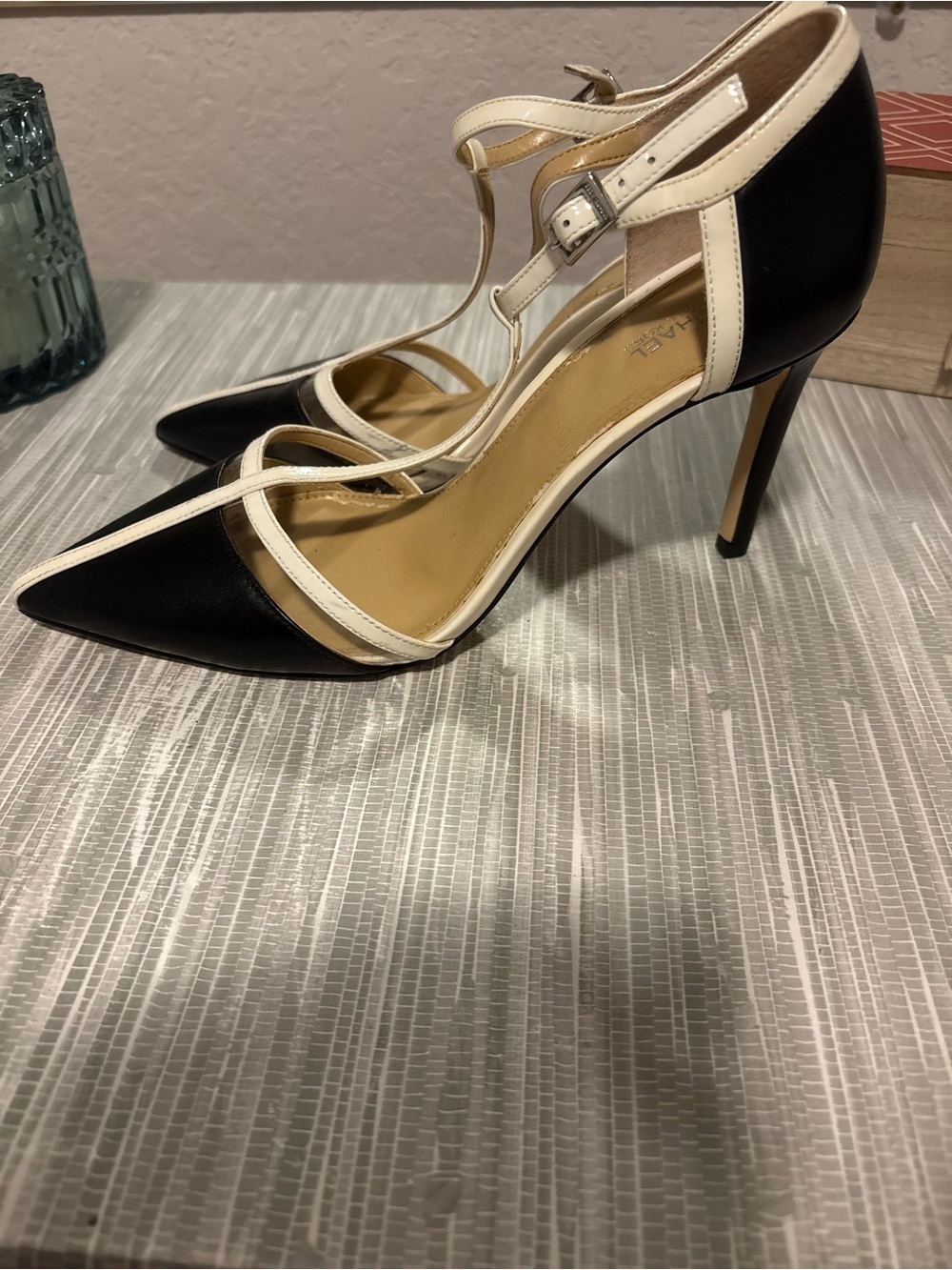 Michael Kors Black and Cream Stiletto Sandals